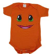 Body Bebe Mesversário Temático Roupa de Bebê Charmander Pokemon Laranja (G)