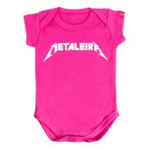 Body Bebê Metallica Sátira Metaleira Rosa Pink