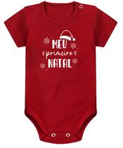 Body Bebê "Meu Primeiro Natal"Manga curta Algodão Fio Egípicio Lacatuy Kids