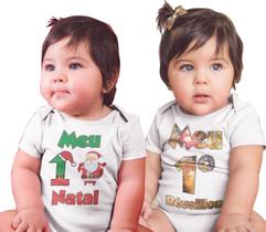 Body Bebê Meu Primeiro Natal Réveillon Natal Ano Novo Branca Body Bebê Meu Primeiro Natal Réveillon Natal Ano Novo Branca