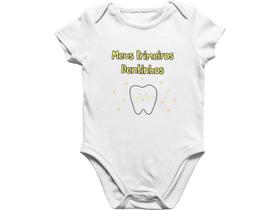 Body Bebê Meus Primeiros Dentinhos Mesversario Branca Body Bebê Meus Primeiros Dentinhos Mesversario Branca