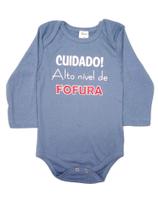 Body Bebê ML (P/M/G) - Cuidado! Alto nível de Fofura - Barato Bebê - Azul Royal