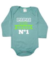 Body Bebê ML (P/M/G) - Papai Meu Herói - Barato Bebê - Verde Claro