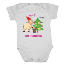 Body Bebê Natal Meu Primeiro Natal em Família (Ovelhinha)