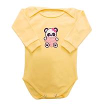 Body Bebê Panda Coração Manga Longa