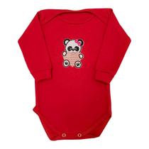 Body Bebê Panda Coração Manga Longa