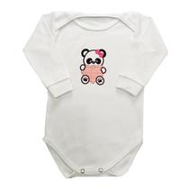 Body Bebê Panda Coração Manga Longa