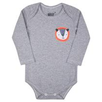 Body Bebê Patch, Manga Longa, Cinza, 6 a 9 Meses, Gaga Baby Body Bebê Patch, Manga Longa, Cinza, 6 a 9 Meses, Gaga Baby