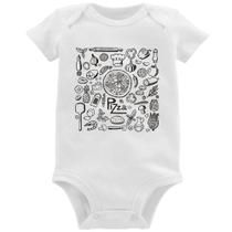 Body Bebê Pizza Elementos - Foca na Moda