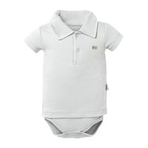 Body Bebê Polo Branco Liso Menino Gola Polo - Hug