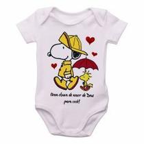 Body Bebê Premium infantil chuva de amor de deus snoopy Body Bebê Premium infantil chuva de amor de deus snoopy