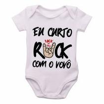 Body Bebê Premium infantil eu curto rock com o vovo Body Bebê Premium infantil eu curto rock com o vovo