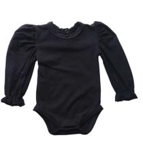 Body Bebê Preto Manga Longa Princesa Body Bebê Preto Manga Longa Princesa