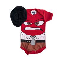 Body Bebê -Raiva-emoções + Boina - Temático-Mesversário