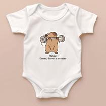 Body Bebê Reborn Bodie Personalizado Capivara Roupa Infantil Confort 100%Algodão