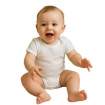 Body Bebê Ribana Liso Branca Manga Curta para Bebê