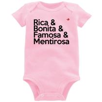 Body Bebê Rica & Bonita & Famosa & Mentirosa - Foca na Moda