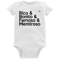 Body Bebê Rico & Bonito & Famoso & Mentiroso - Foca na Moda