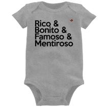 Body Bebê Rico & Bonito & Famoso & Mentiroso - Foca na Moda