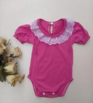 Body Bebê Rosa Manga Curta Estilo Princesa Body Bebê Rosa Manga Curta Estilo Princesa