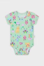 Body Bebê Roupa Infantil Manga Curta Elian Gola Redonda Verão Estampado Veste Fácil Leve