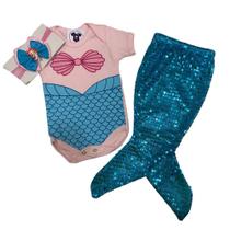 Body Bebe Sereia + Laço + Cauda da Sereia- Temático Mesversário Body Bebe Sereia + Laço + Cauda da Sereia- Temático Mesversário