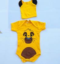 Body Bebê Simba Rei Leão Com Touquinha Boina Mesversario - gd baby kids