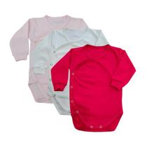 Body Bebê Suedine Kimono Manga Longa Liso Algodão Kit C/3 Body Bebê Suedine Kimono Manga Longa Liso Algodão Kit C/3