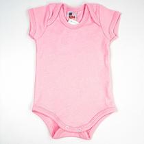 Body Bebê Suedine Manga Curta Rosa Liso