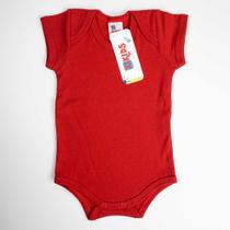Body Bebê Suedine Manga Curta Vermelho Liso