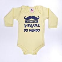 Body Bebê Suedine Manga Longa Amarelo Melhor Papai