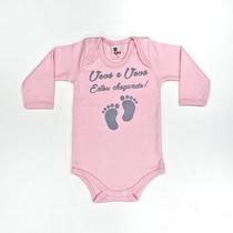 Body Bebê Suedine Manga Longa Rosa Estou Chegando Body Bebê Suedine Manga Longa Rosa Estou Chegando