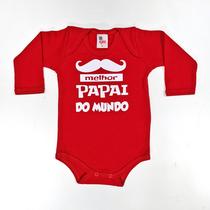 Body Bebê Suedine Manga Longa Vermelho Melhor Papai Body Bebê Suedine Manga Longa Vermelho Melhor Papai