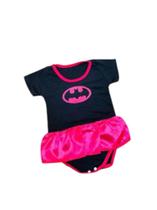 Body bebê Temático Batgirl com babado Body bebê Temático Batgirl com babado