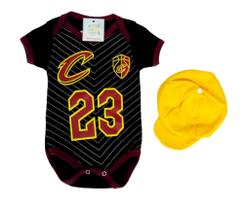 Body Bebe Temático Com Boina - Estampa Basquete Cleveland Cavaliers