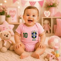 Body Bebe Temático Copa Do Mundo Seleção Brasil Mêsversario - Body Bebe Temático Copa Do Mundo Seleção Brasil Mêsversario -