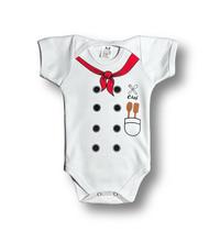 Body Bebê Temático Cozinheiro 100% Algodão.