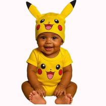 Body Bebê Temático Fantasia Pikachu com touca Body Bebê Temático Fantasia Pikachu com touca