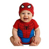 Body Bebe Temático Homem Aranha Body com Touca