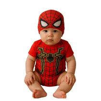 Body Bebe Temático Homem Aranha ouro Body com Touca