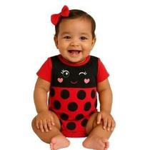 Body Bebê Temático Joaninha Suedine 100% Algodão.