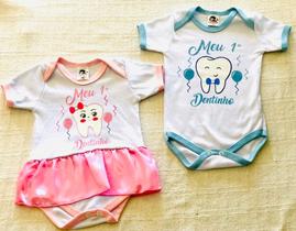 Body Bebê Tematico Kit 2 Bodys Meu Primeiro Dentinho