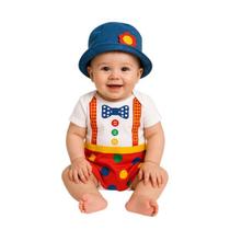 body bebê temático mesversário fantasia palhaços com Chapéu
