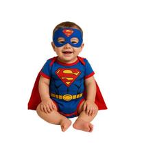 Body bebê temático Mesversario Superman com Capa e Máscara