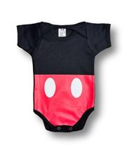 Body Bebê Temático Mickey Preto 100% Algodão.