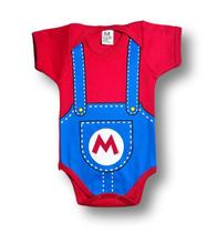 Body Bebê Temático Super Mário 100% Algodão.