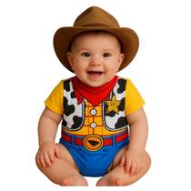 Body Bebê Temático Wood Body Chapéu Bori Mesversario cowboy Body com Chapéu