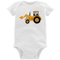 Body Bebê Trator Pá Carregadeira Amarelo - Foca na Moda