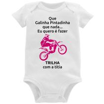 Body Bebê Trilha com a titia (moto rosa) - Foca na Moda