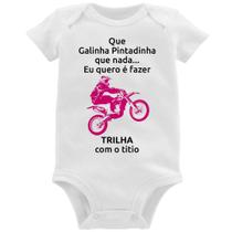 Body Bebê Trilha com o titio (moto rosa) - Foca na Moda